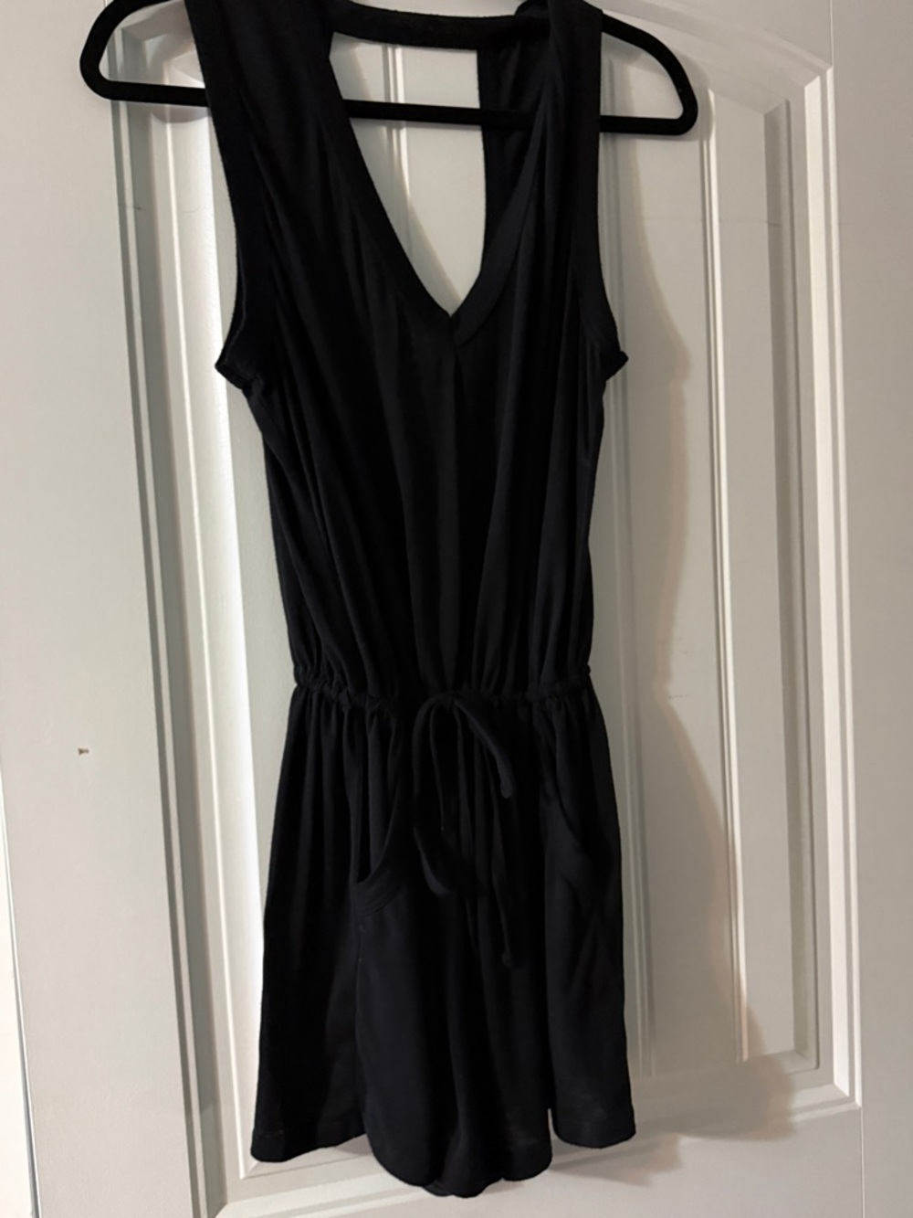 BECCA Black Sleeveless V-Neck Drawstring Romper